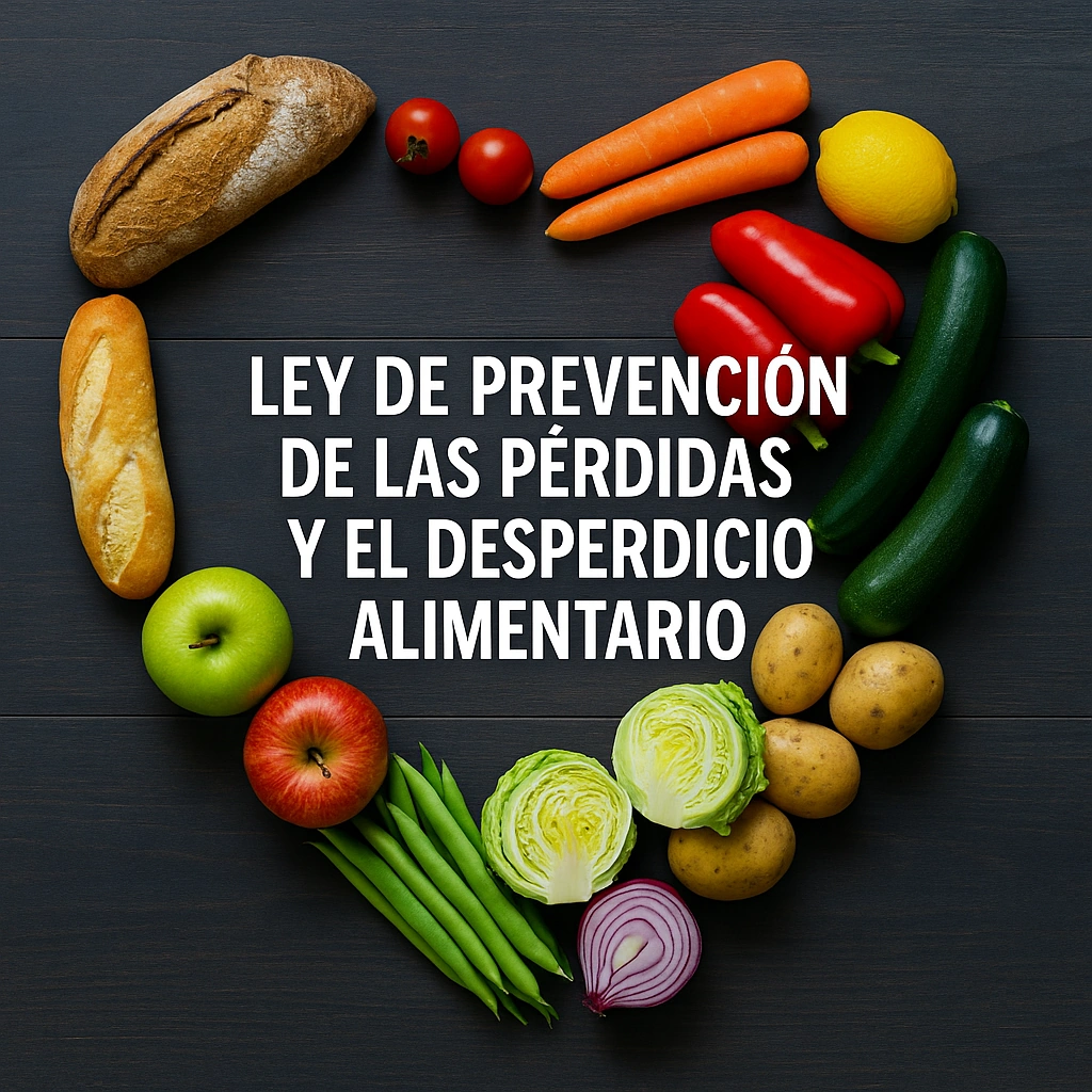 Ley 1/2025 de prevención del desperdicio alimentario – alimentos frescos en forma de corazón