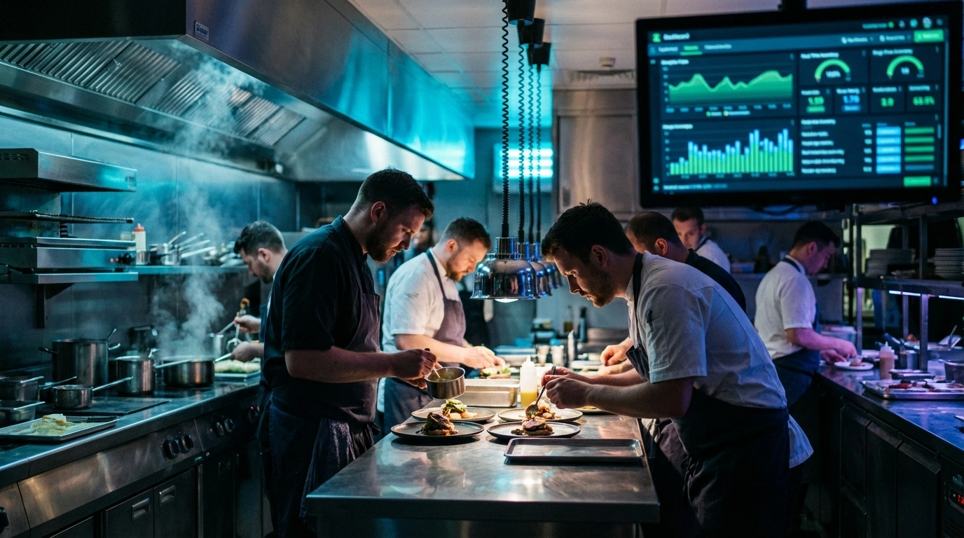 Cocineros trabajando en cocina profesional