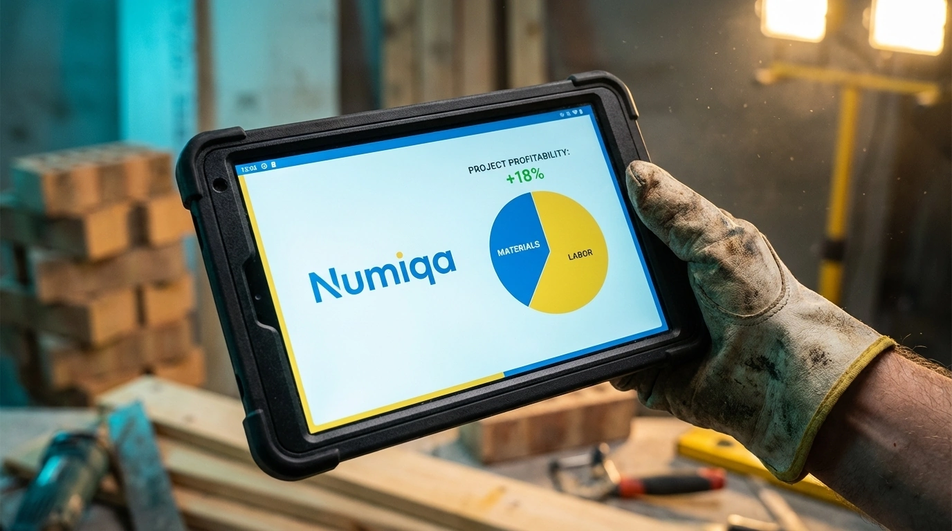 Tablet rugerizada en obra mostrando gestión rentable de reformas en tiempo real