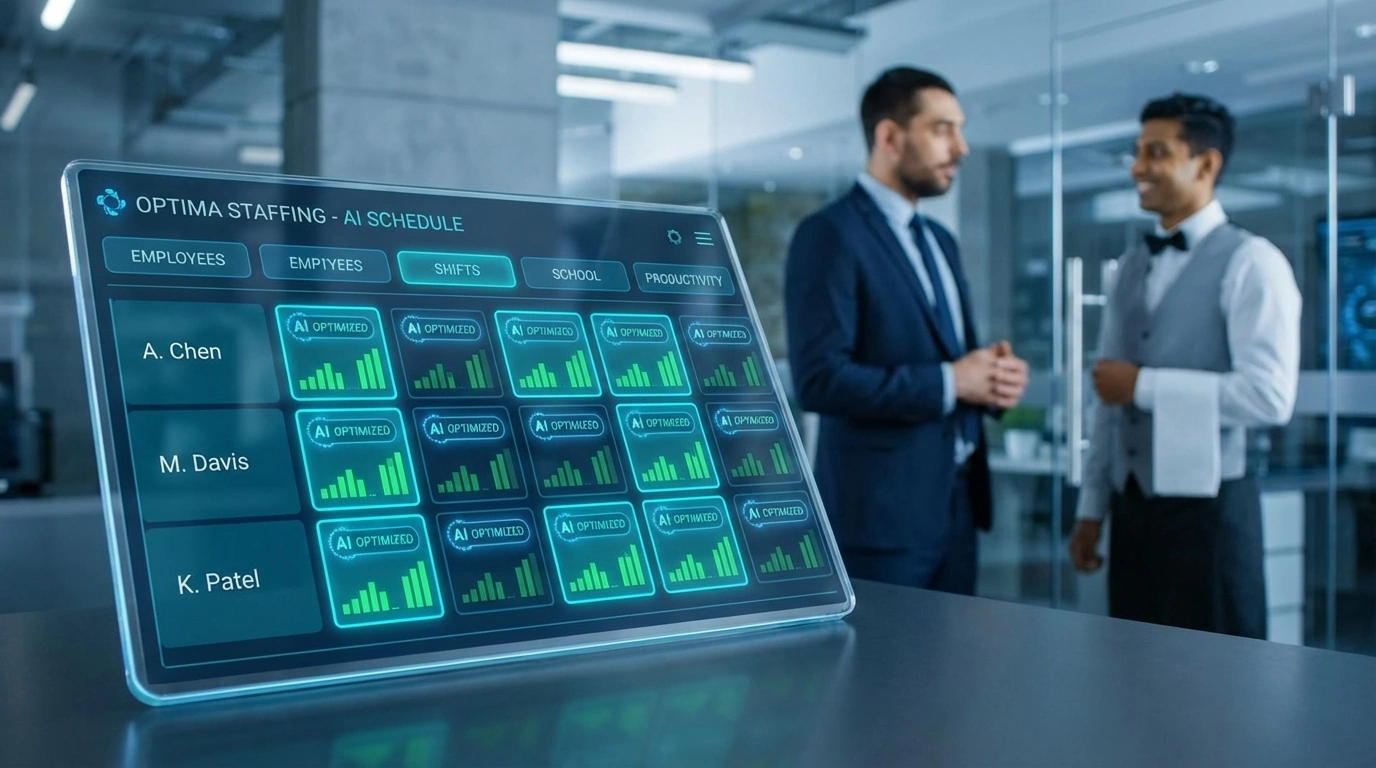 Pantalla mostrando cuadrantes de personal optimizados por IA