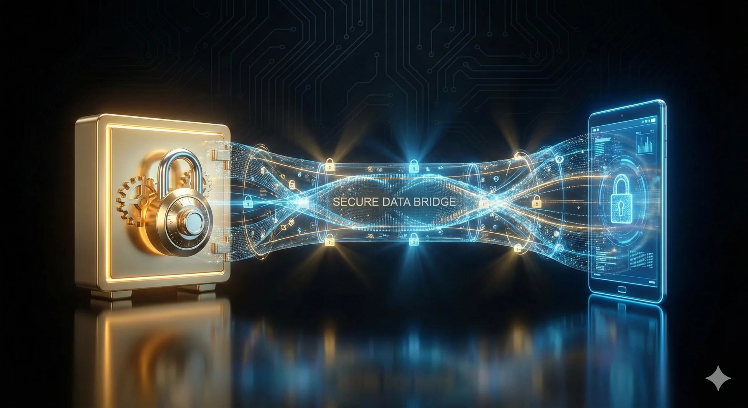 Interfaz futurista conectando cuentas bancarias y facturas automáticamente con líneas de luz azul.